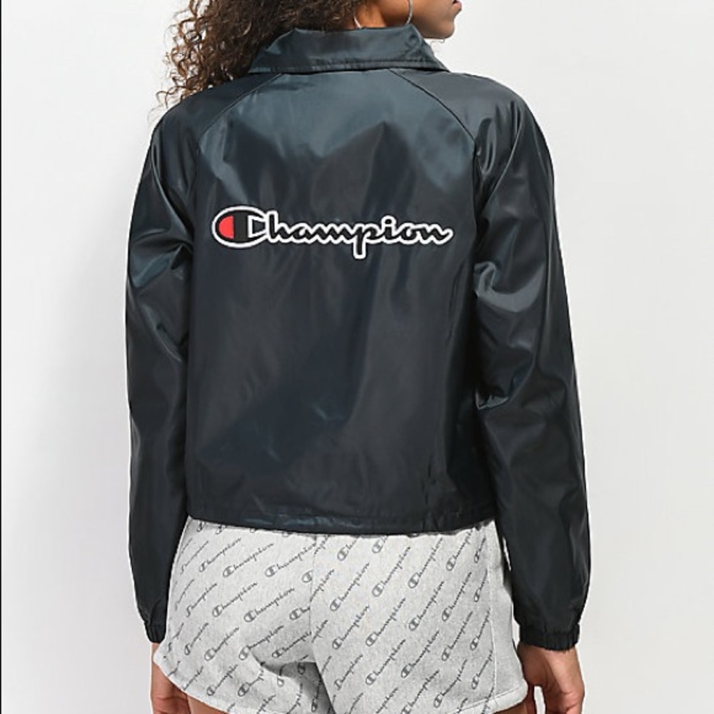 Champion Black Crop Coaches Jacket